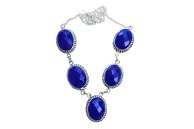 Blue gemstone necklace after colour editing