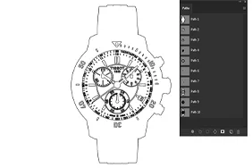 Gold watch · multiple clipping paths path demonstration