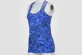 Blue patterned top before ghost mannequin editing
