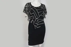 Black patterned dress before ghost mannequin editing