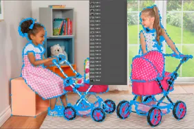 Stroller scene · multiple clipping paths path demonstration