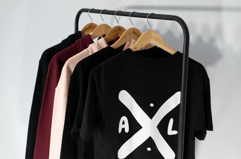 Clothes on a rack before background removal