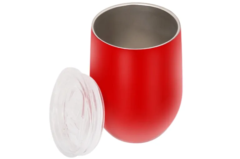 Red product tumbler after surface cleanup and background refinement